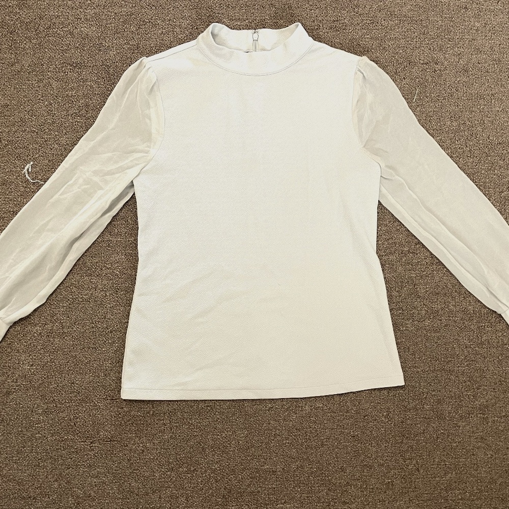 Ann Taylor Dusty light blue mock neck Blouse